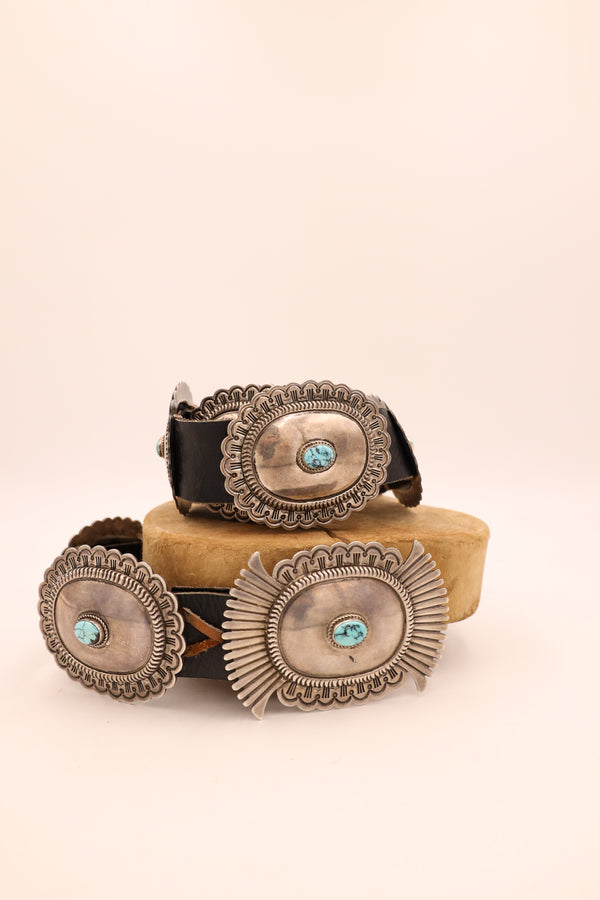 Sterling silver and turquoise concho belt 