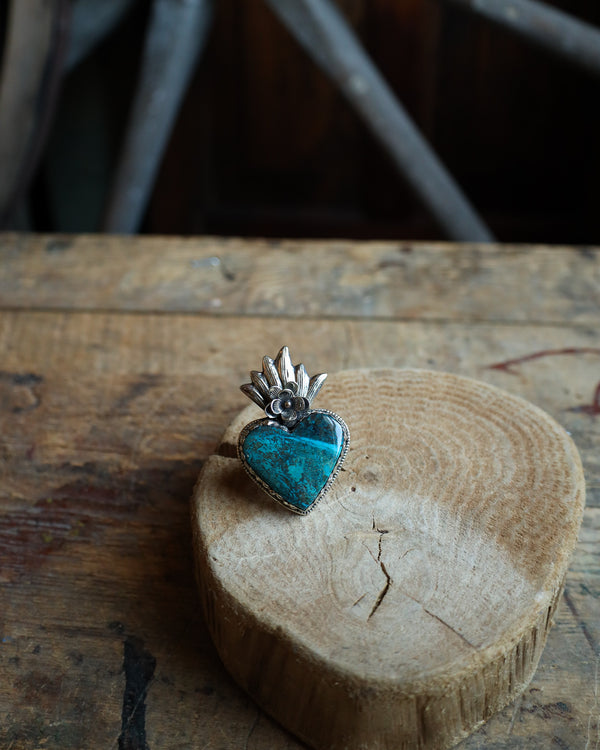 Dorjee Designs Medium Turquoise Color Sacred Heart Ring- Adjustable 