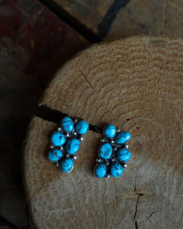 6 Turquoise Nugget Cluster Kingman Earring 