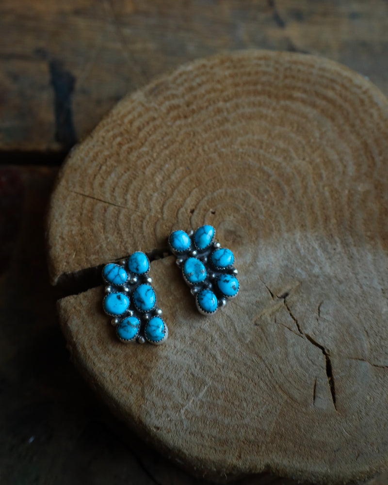 6 Turquoise Nugget Cluster Kingman Earring 