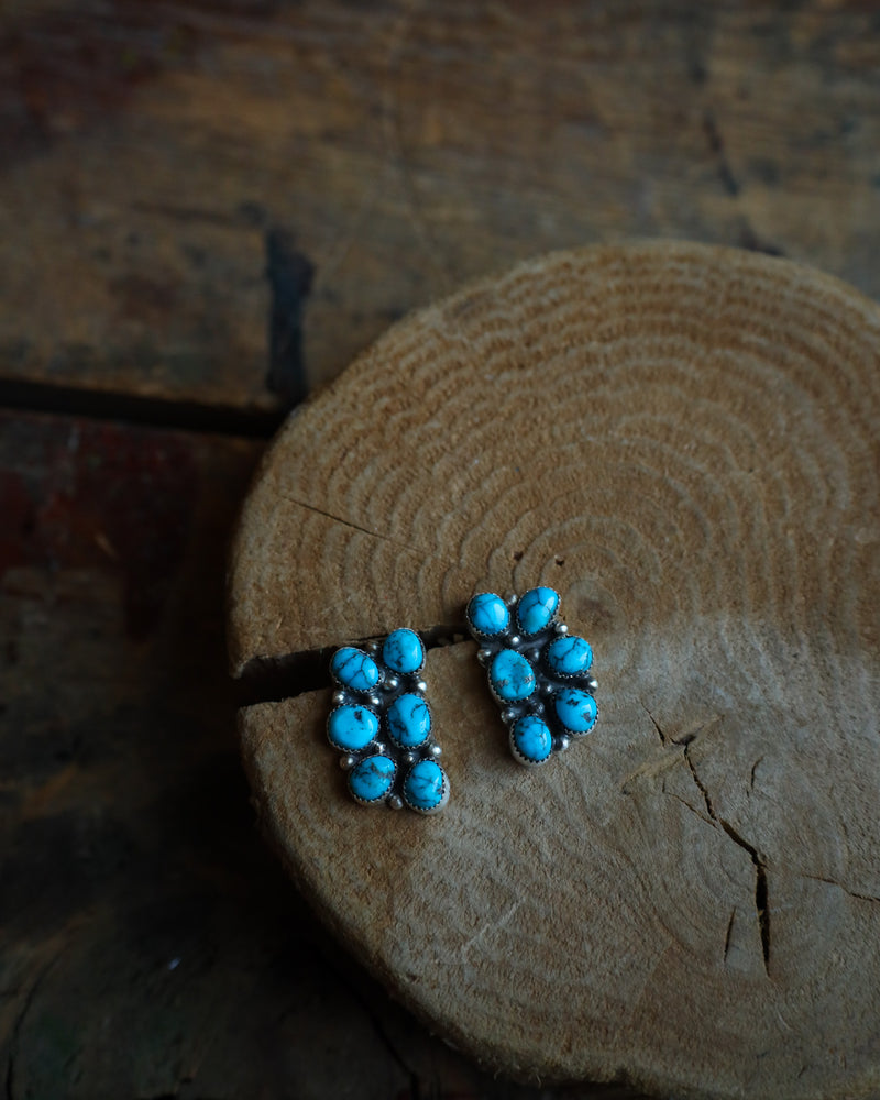 6 Turquoise Nugget Cluster Kingman Earring 