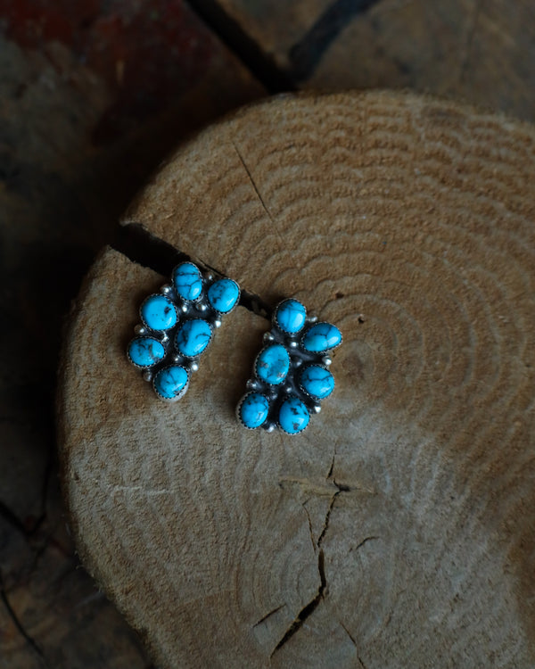 6 Turquoise Nugget Cluster Kingman Earring 