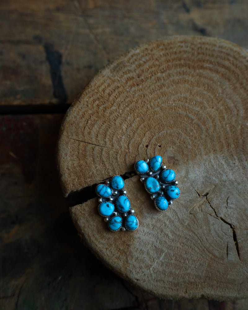 6 Turquoise Nugget Cluster Kingman Earring 