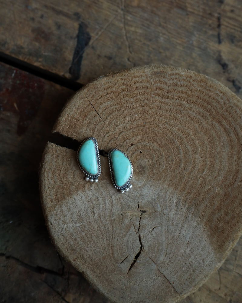 Tyrone Turquoise Halves Post Earring