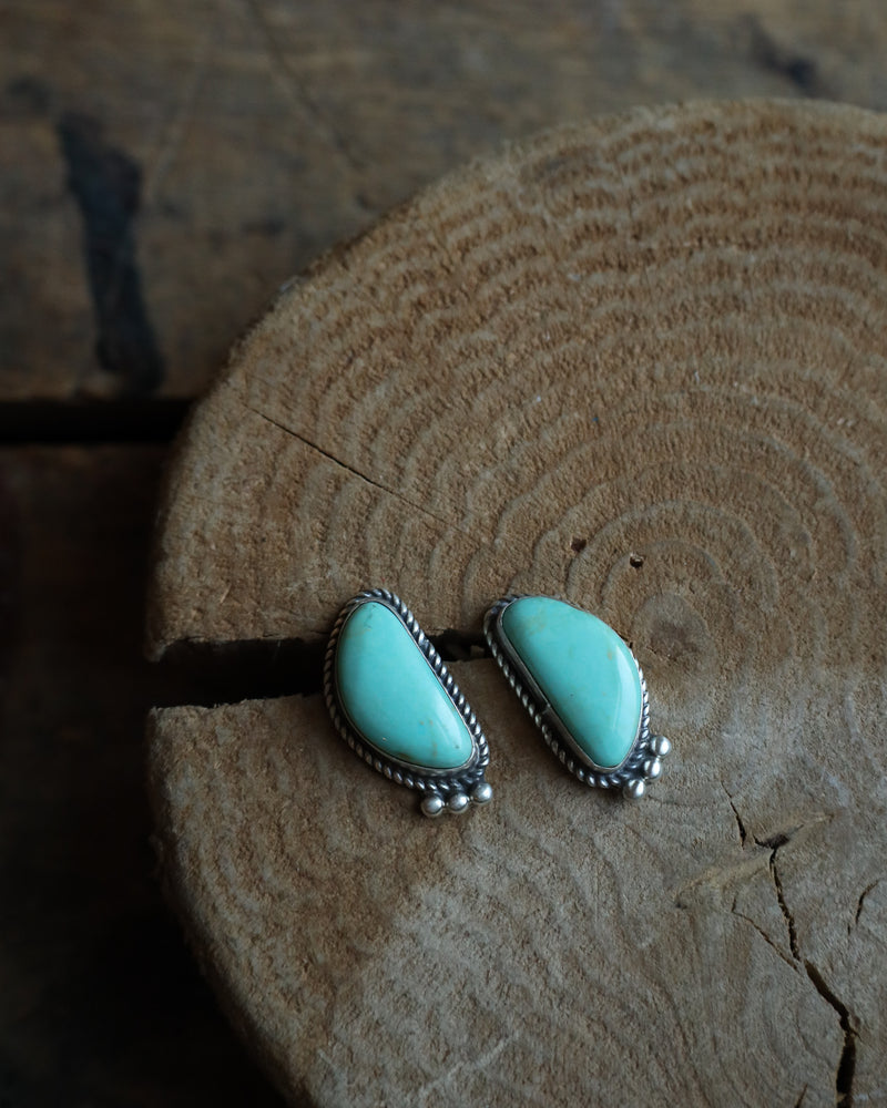 Tyrone Turquoise Halves Post Earring