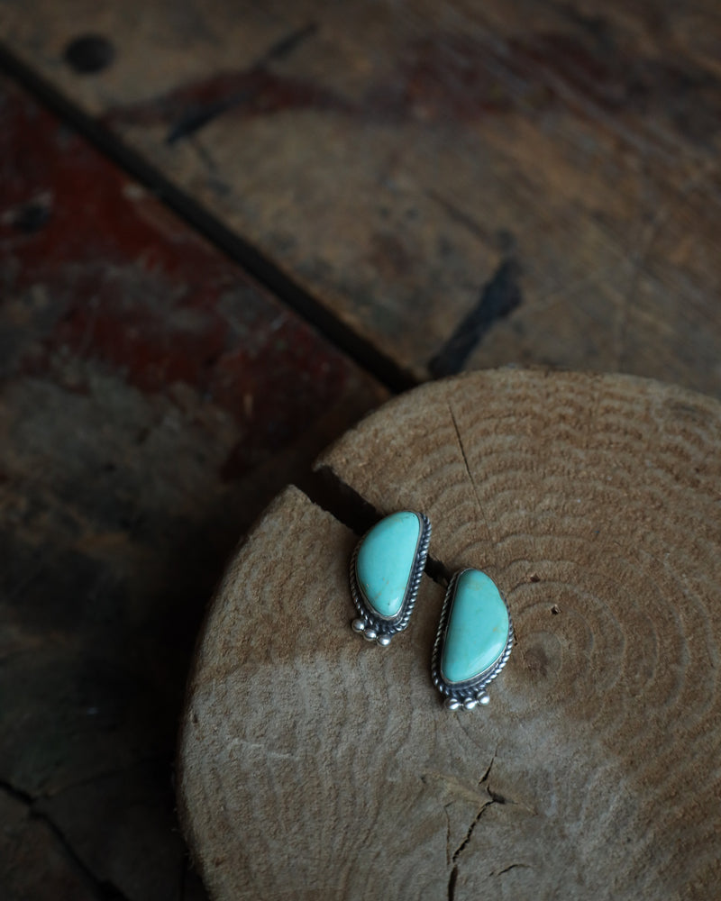 Tyrone Turquoise Halves Post Earring