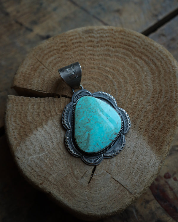 Thunder Mountain Turquoise Scalloped Pendant 