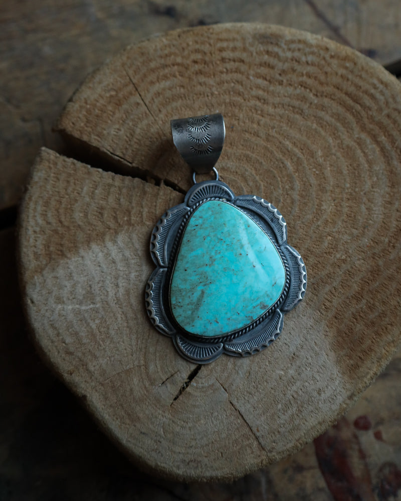 Thunder Mountain Turquoise Scalloped Pendant 