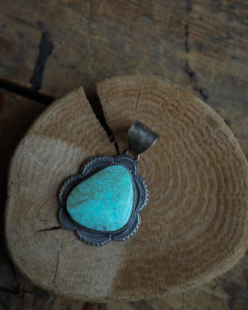 Thunder Mountain Turquoise Scalloped Pendant 