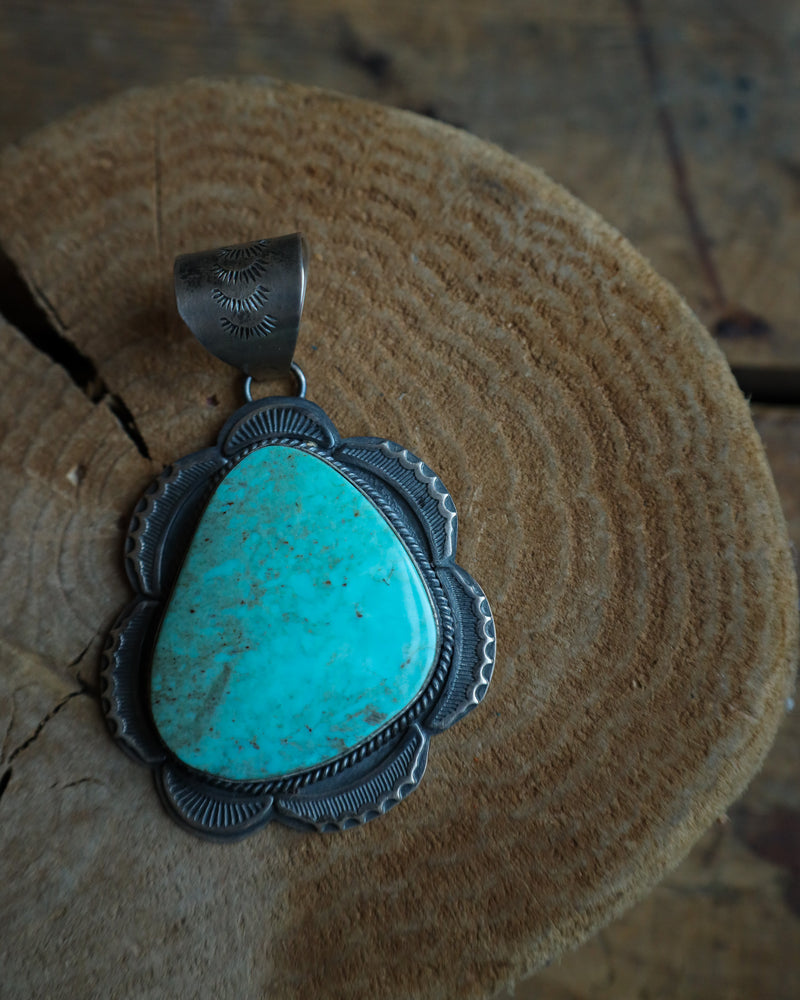 Thunder Mountain Turquoise Scalloped Pendant 