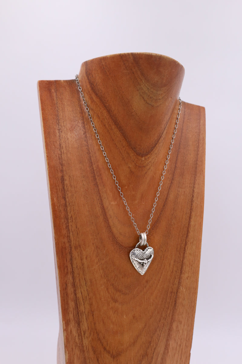 Longhorn Puffy Heart Necklace 