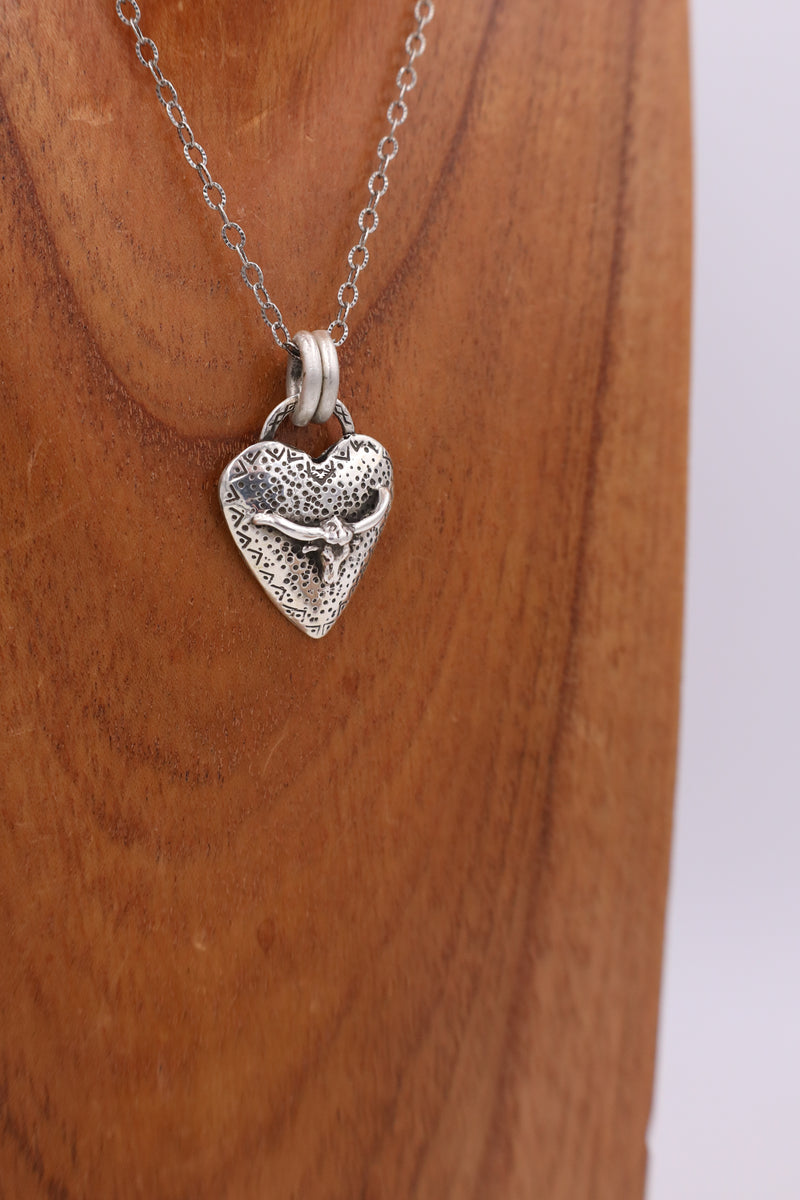 Longhorn Puffy Heart Necklace 