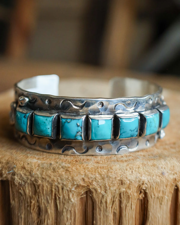 Richard Schmidt 7 Turquoise Squares With Snakes Cuff 