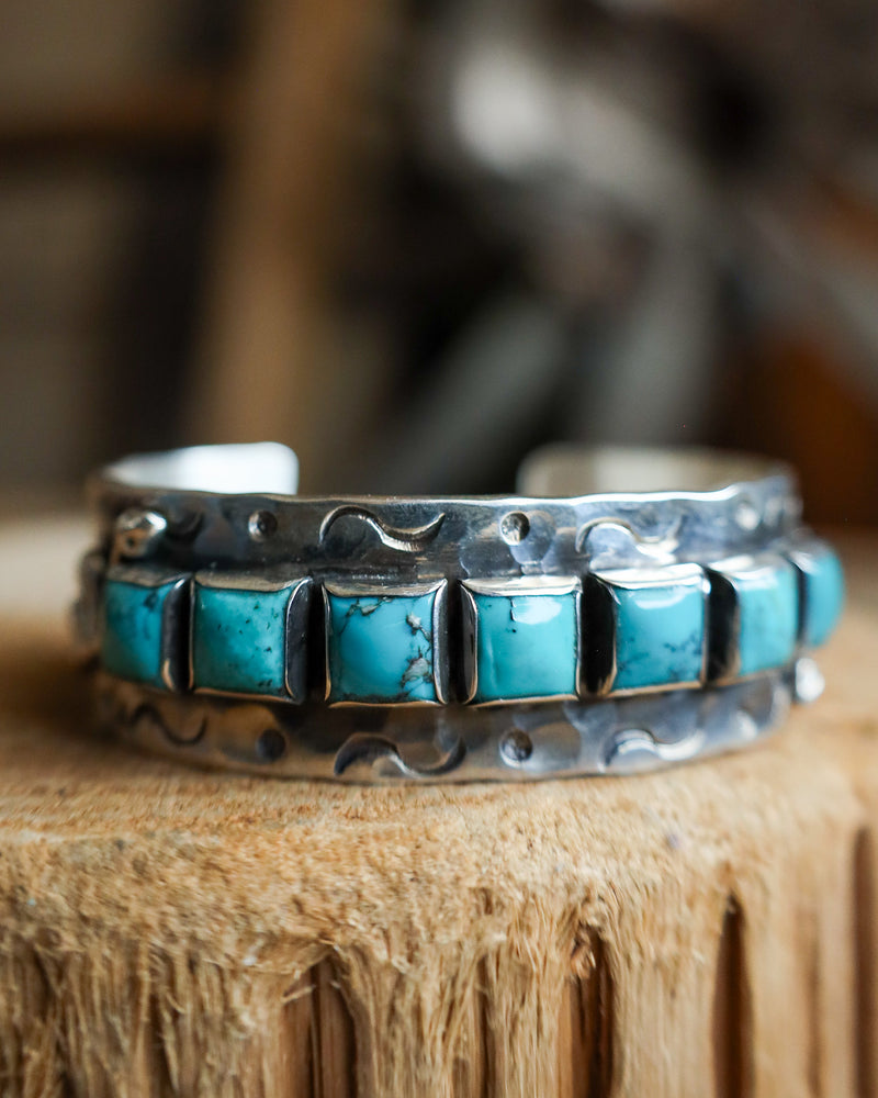 Richard Schmidt 7 Turquoise Squares With Snakes Cuff 
