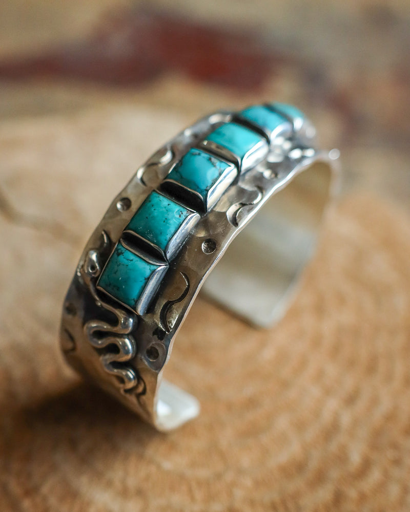 Richard Schmidt 7 Turquoise Squares With Snakes Cuff 