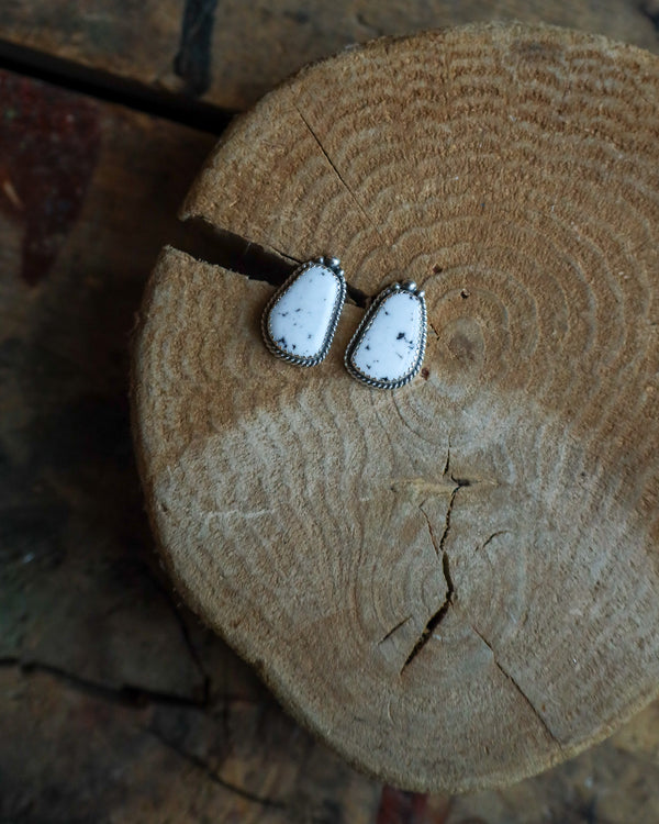 White Buffalo Rope Post Earring 