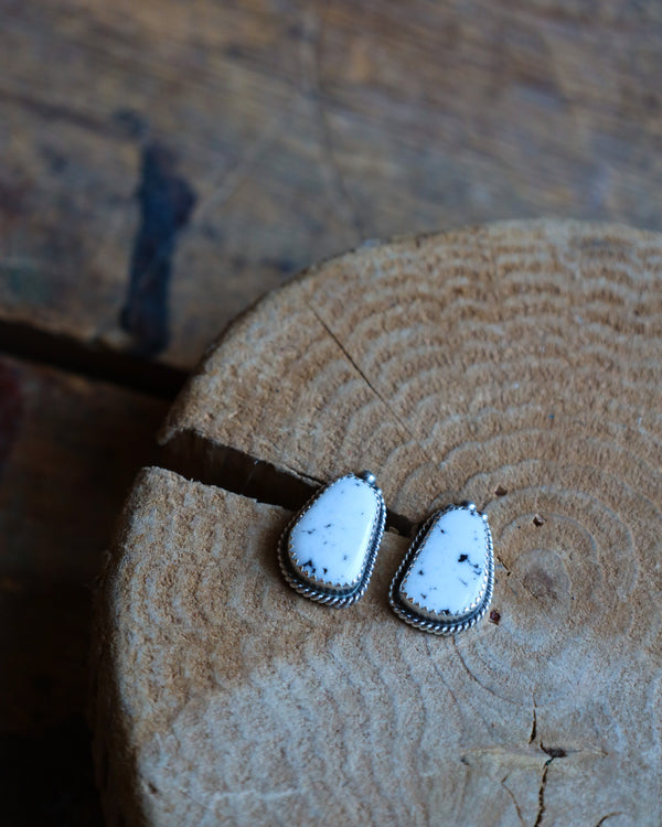 White Buffalo Rope Post Earring 