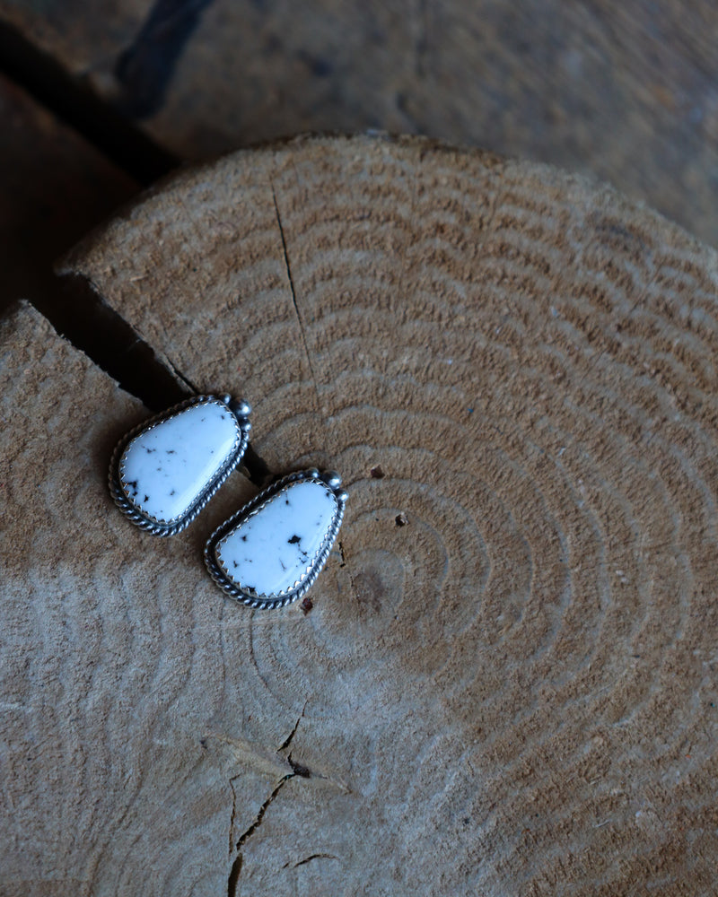 White Buffalo Rope Post Earring 