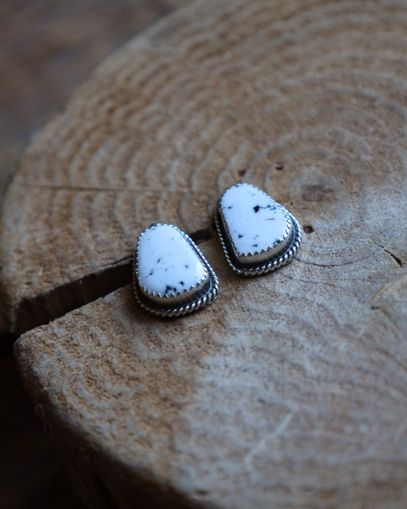 White Buffalo Rope Post Earring 