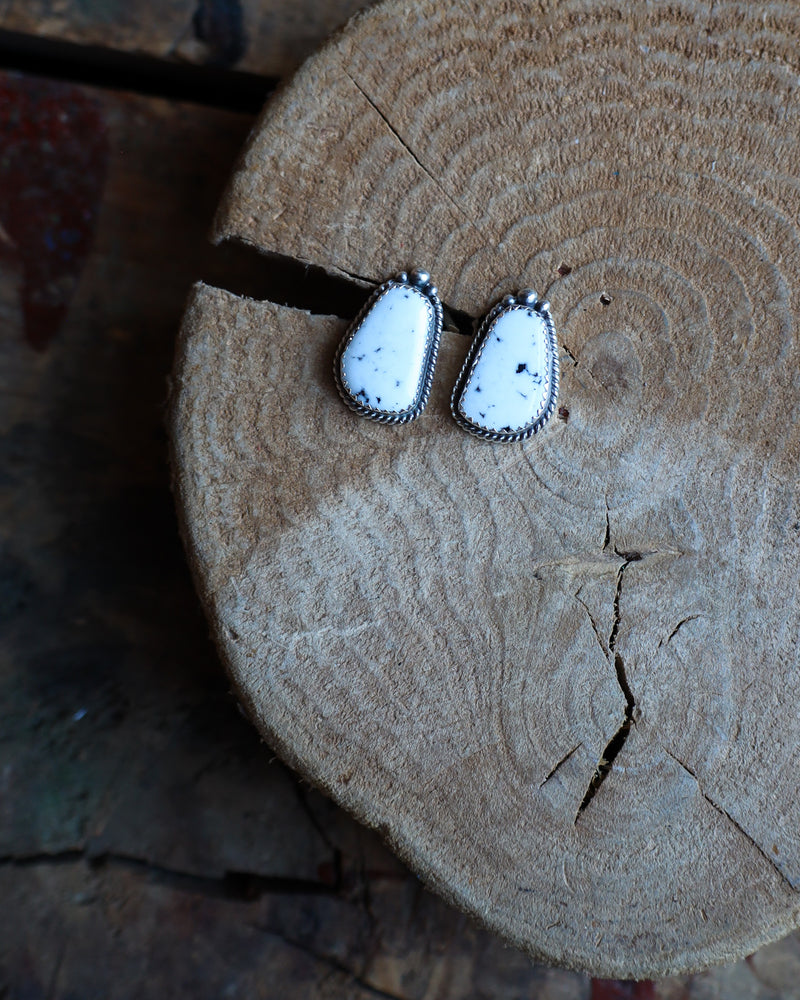 White Buffalo Rope Post Earring 