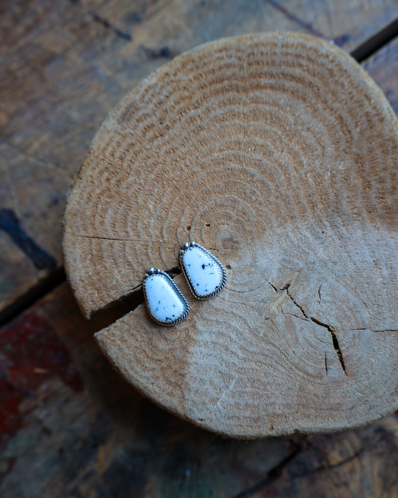 White Buffalo Rope Post Earring 