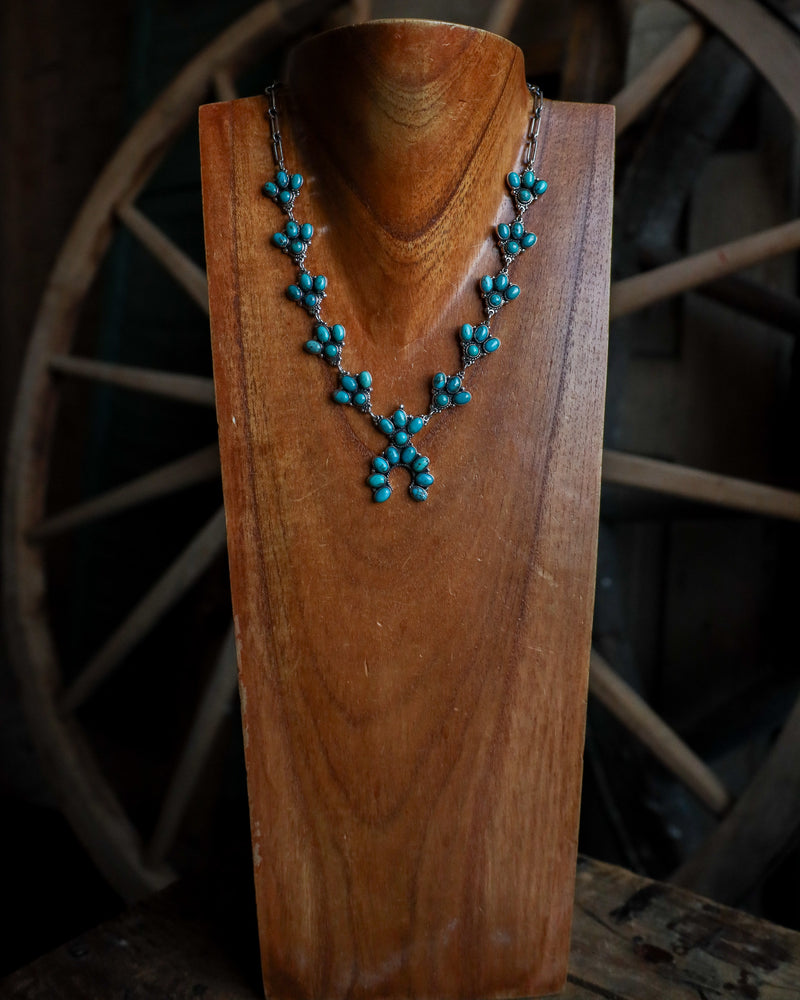 Turquoise Mini Squash Blossom Necklace 