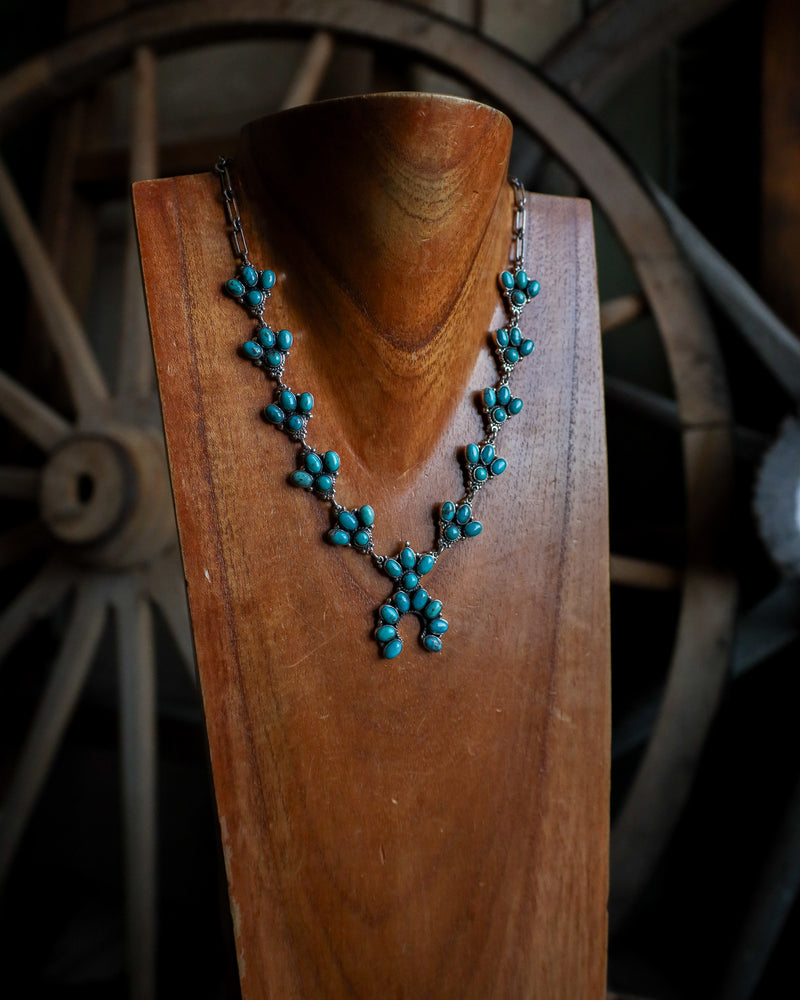 Turquoise Mini Squash Blossom Necklace 