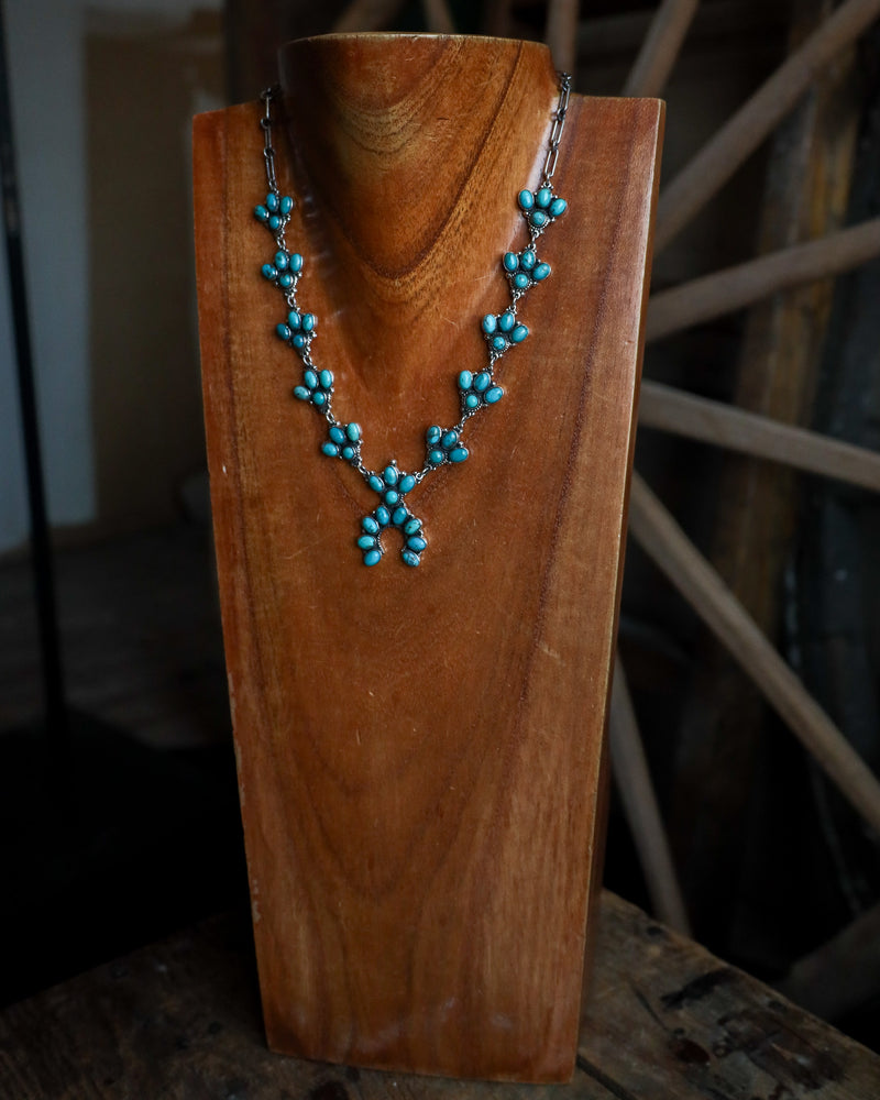 Turquoise Mini Squash Blossom Necklace 