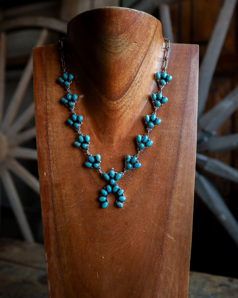 Turquoise Mini Squash Blossom Necklace 