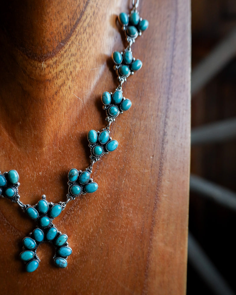 Turquoise Mini Squash Blossom Necklace 