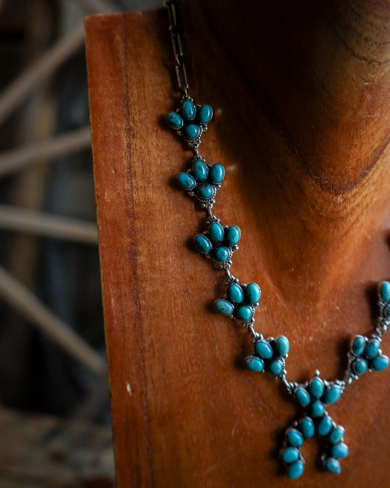 Turquoise Mini Squash Blossom Necklace 