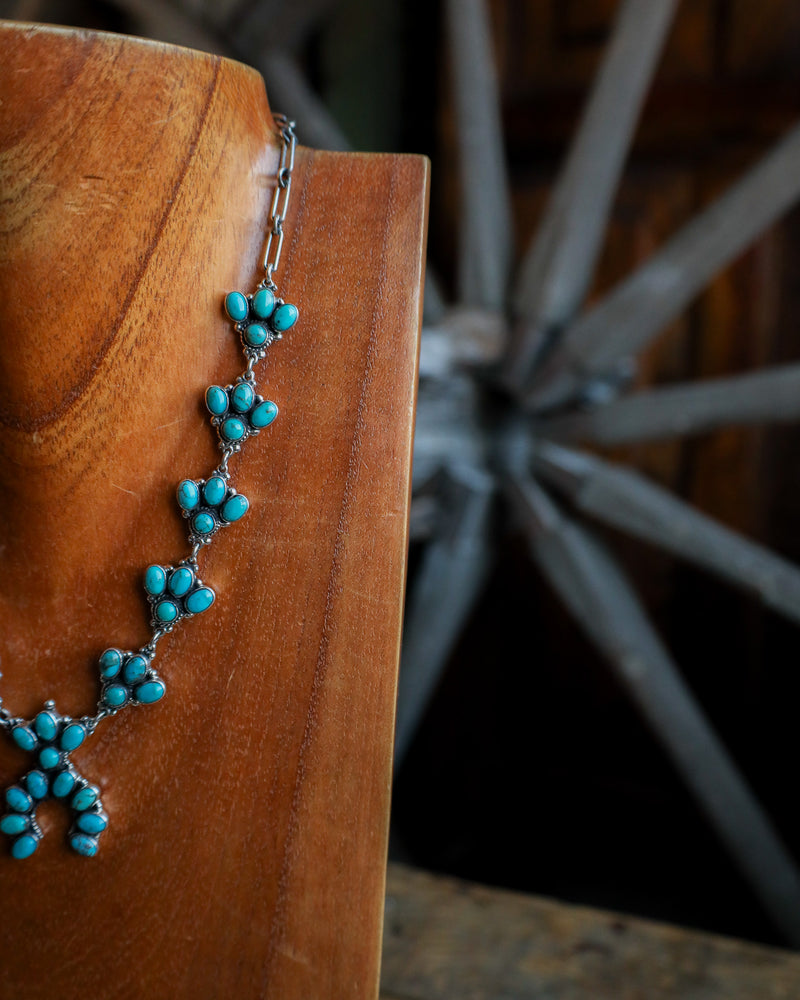 Turquoise Mini Squash Blossom Necklace 