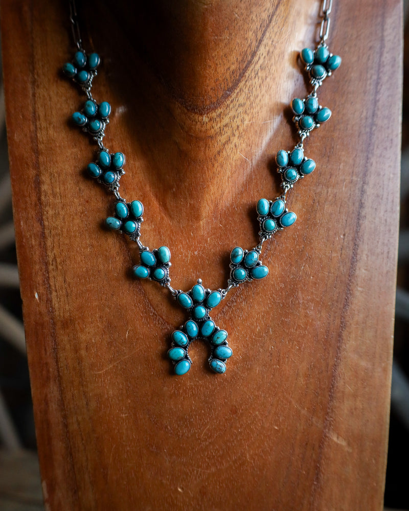 Turquoise Mini Squash Blossom Necklace 