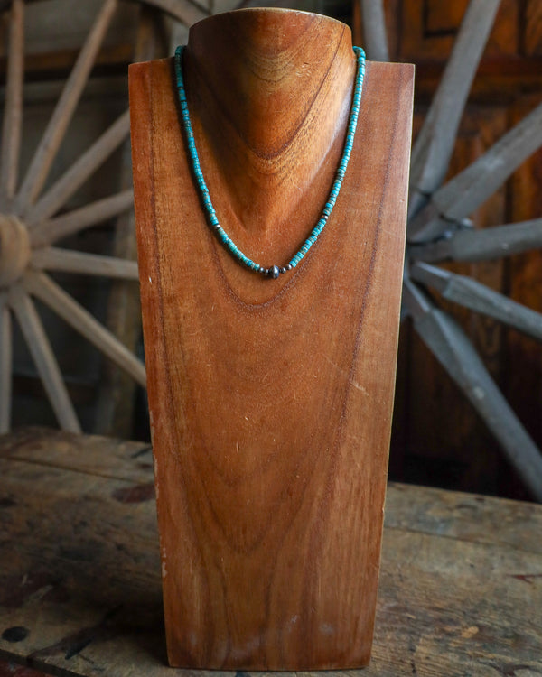 Heishi Turquoise Navajo Pearl Saucer Necklace 