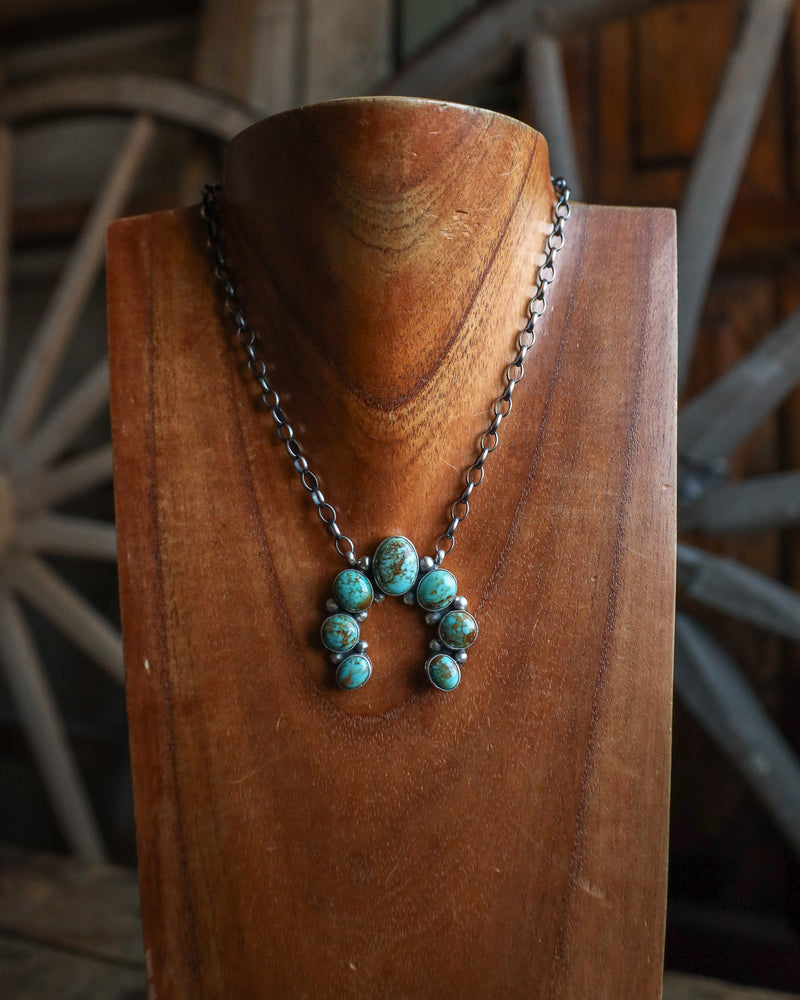 Kingman Turquoise Naja On Chain Necklace 