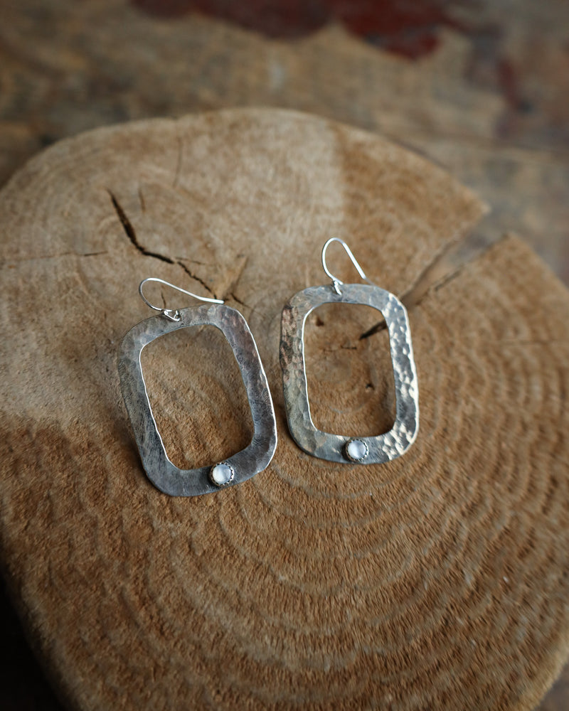 Richard Schmidt Rectangle Cutout Mother Of Pearl Bottom Earring 