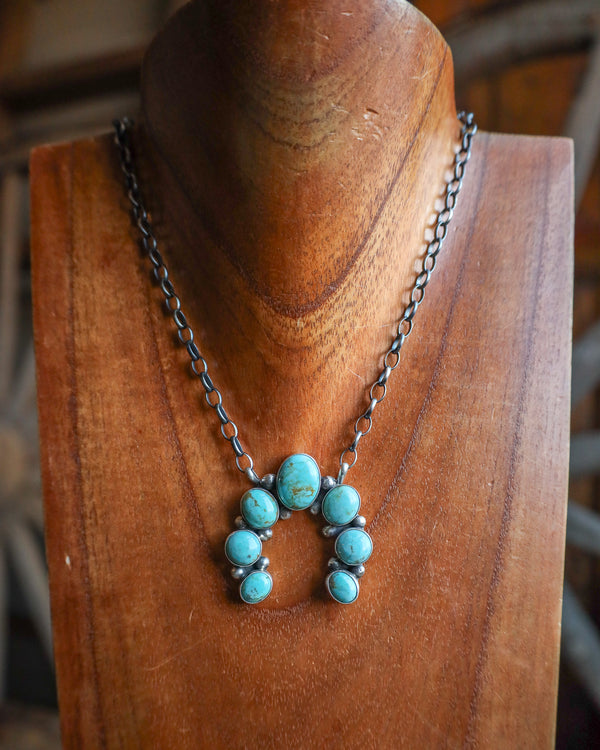 Kingman Turquoise Naja On Chain Necklace 