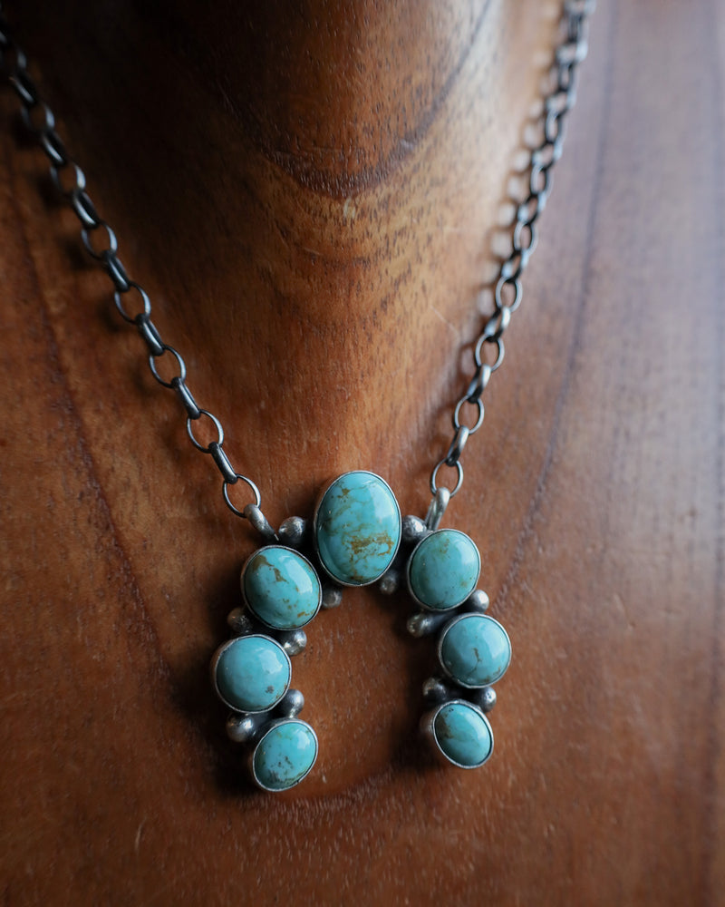 Kingman Turquoise Naja On Chain Necklace 