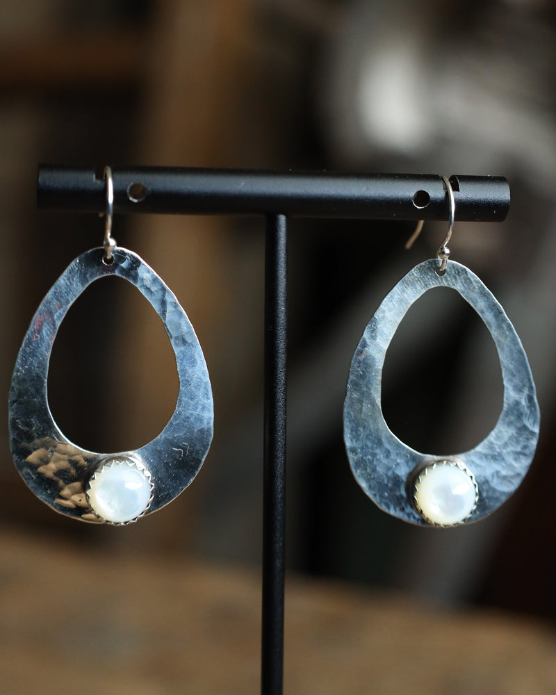 Richard Schmidt Oval Cutout Mother Of Pearl Bottom Earring 