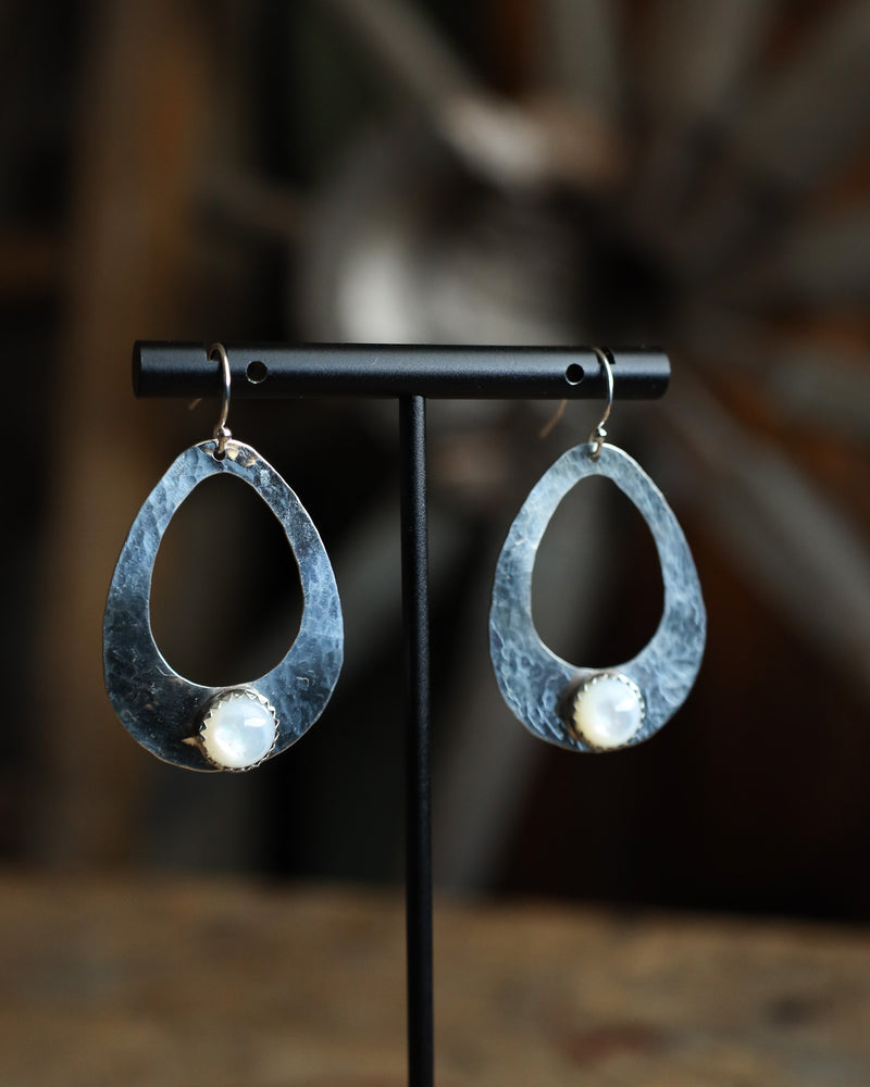 Richard Schmidt Oval Cutout Mother Of Pearl Bottom Earring 