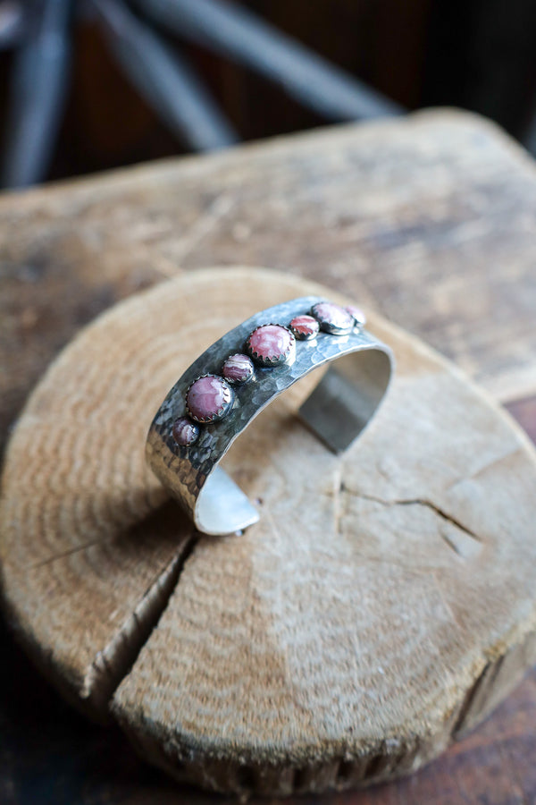 Richard Schmidt 7 Rhodochrosite Rounds Alternating 3/4" Cuff