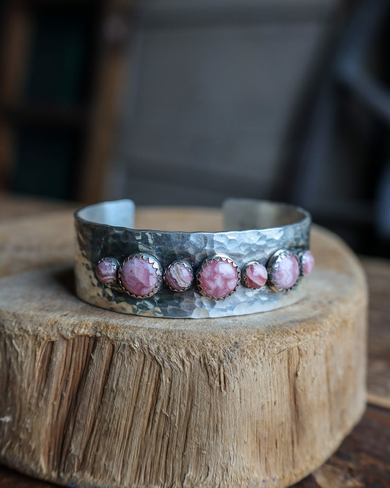 Richard Schmidt 7 Rhodochrosite Rounds Alternating 3/4" Cuff