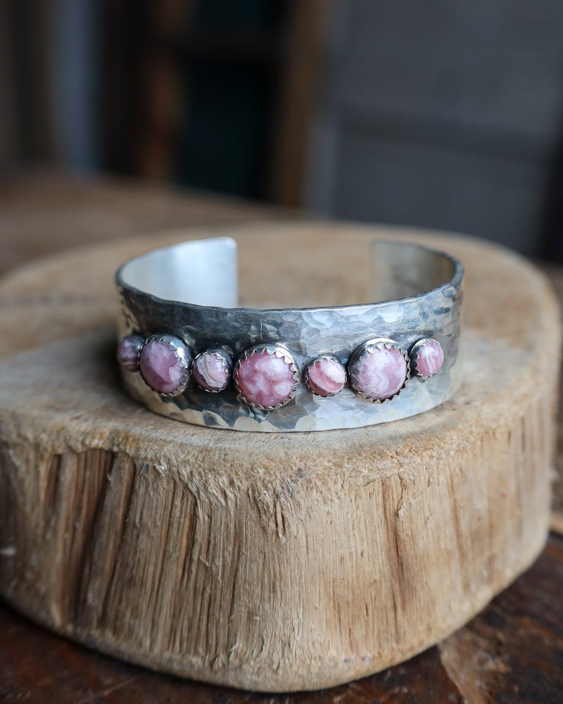 Richard Schmidt 7 Rhodochrosite Rounds Alternating 3/4" Cuff