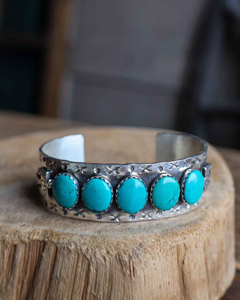 Richard Schmidt 5 Turquoise Ovals 2 Thunderbirds 3/4" Cuff