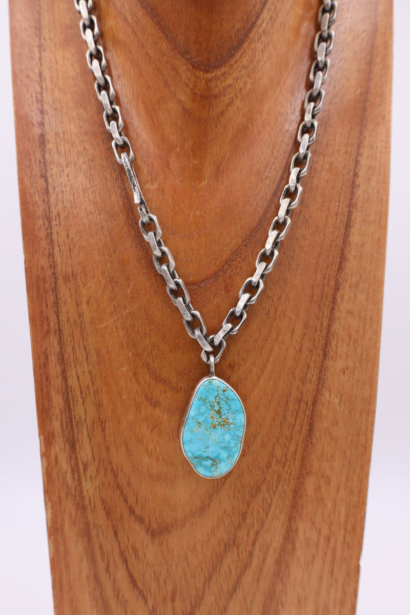 Sterling silver Benny Chain with turquoise pendant 