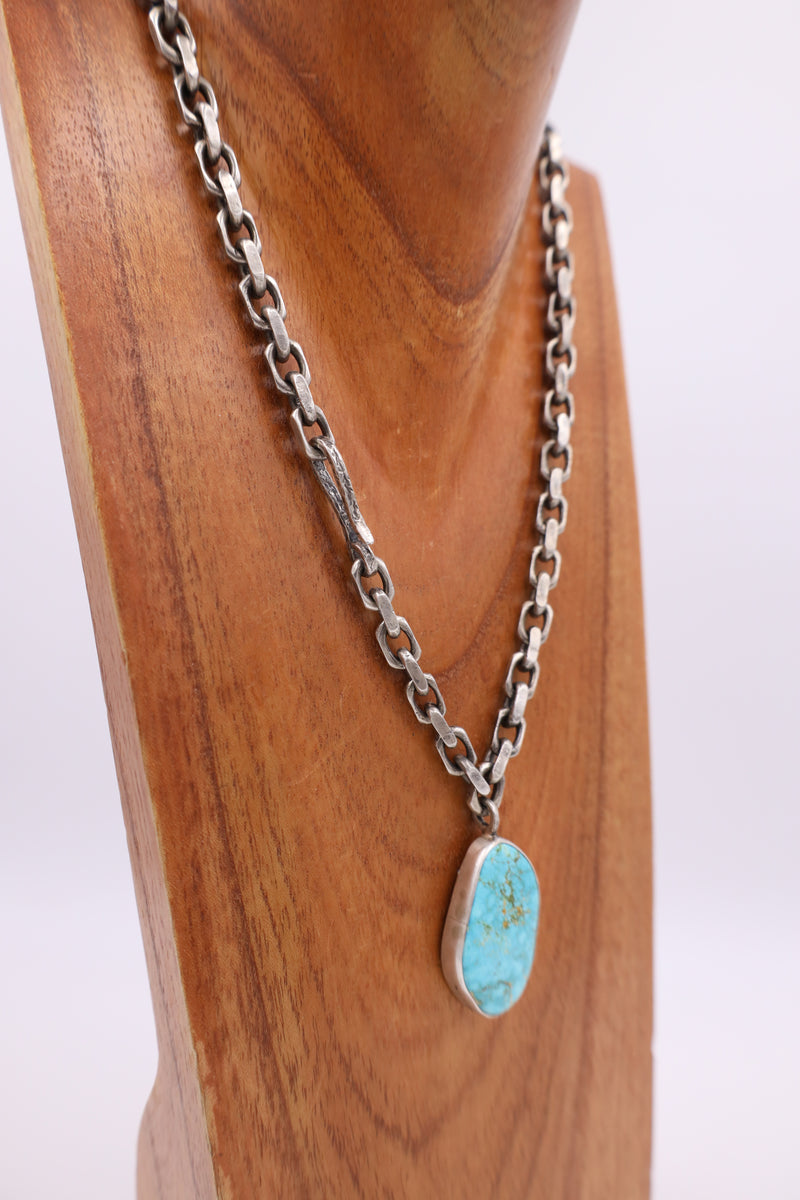 Sterling silver Benny Chain with turquoise pendant 