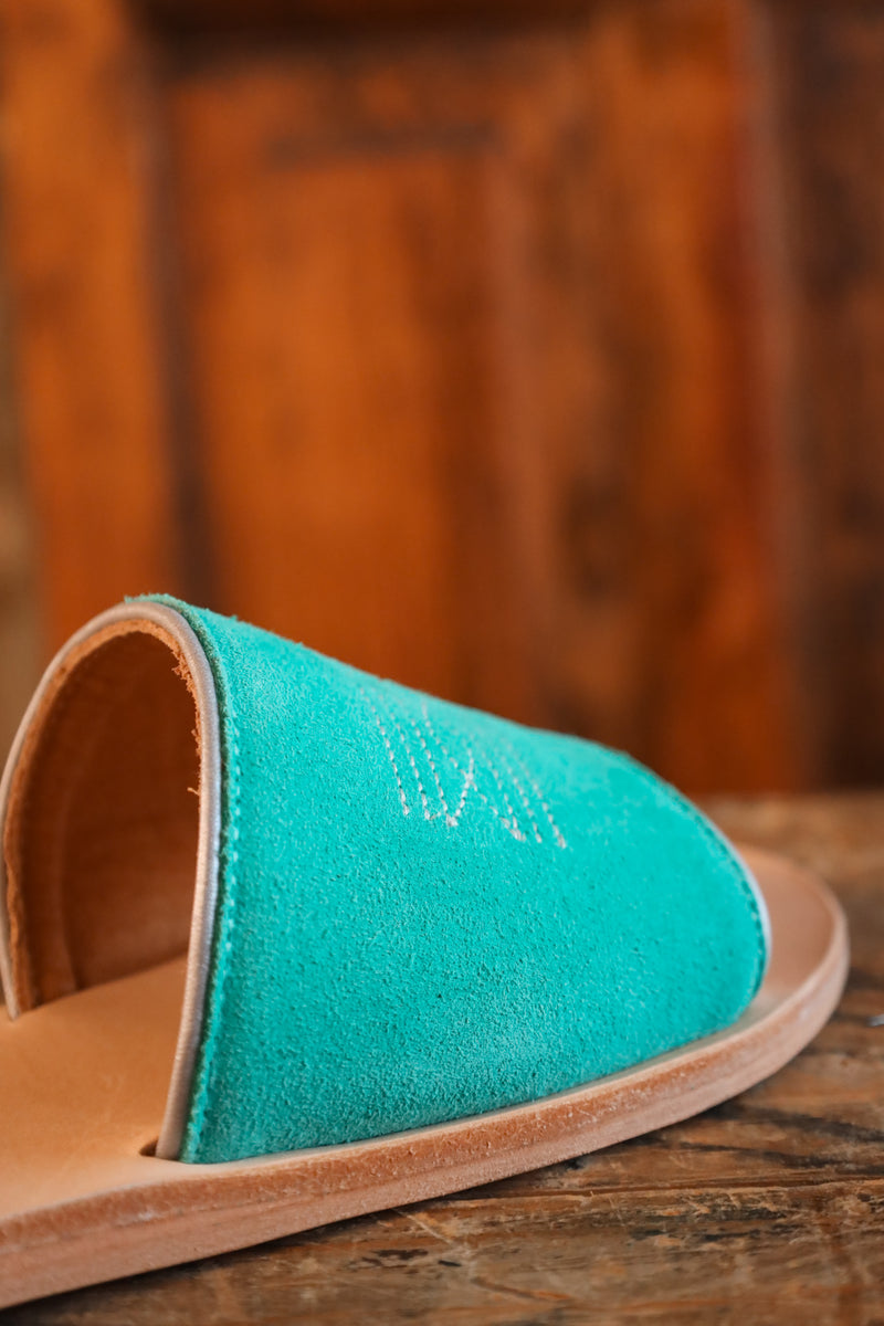 AGAVE SKY WESTERN BOOT STITCH SANDAL- TURQUOISE