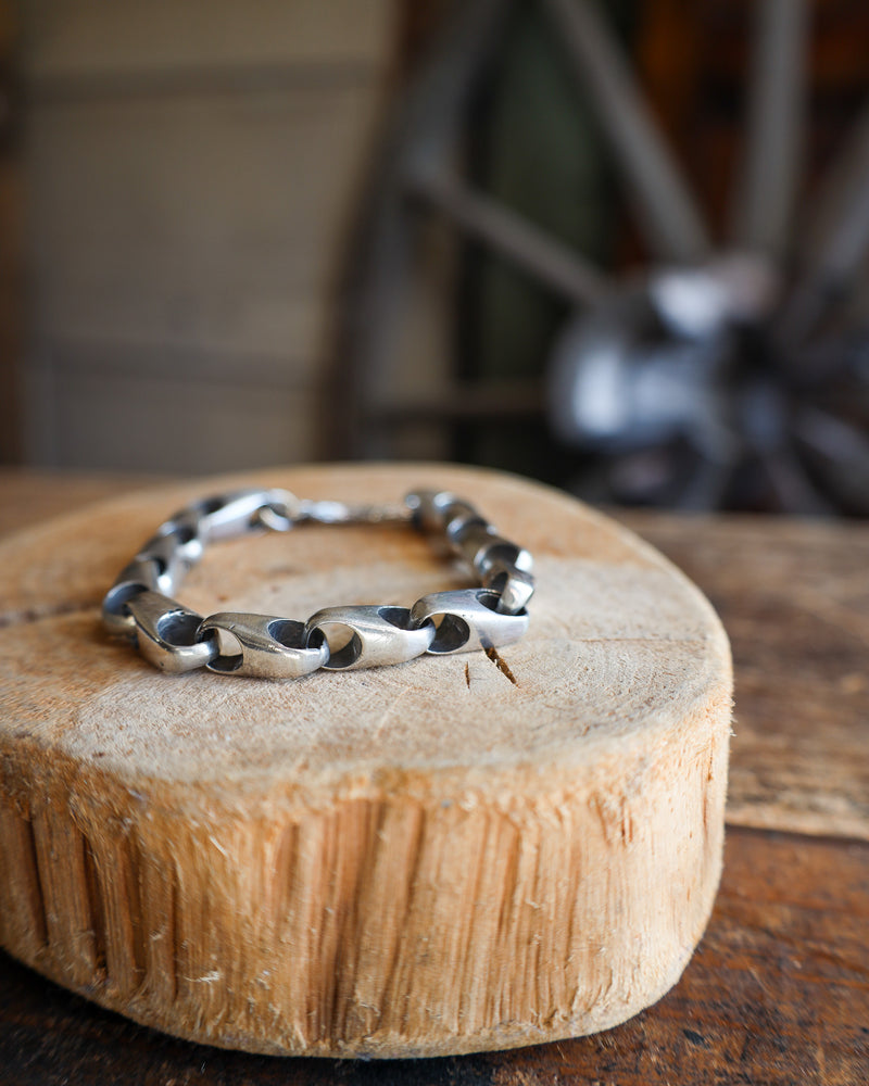 LOVE TOKENS STERLING SILVER "FISH" CHAIN HANDMADE BRACELET