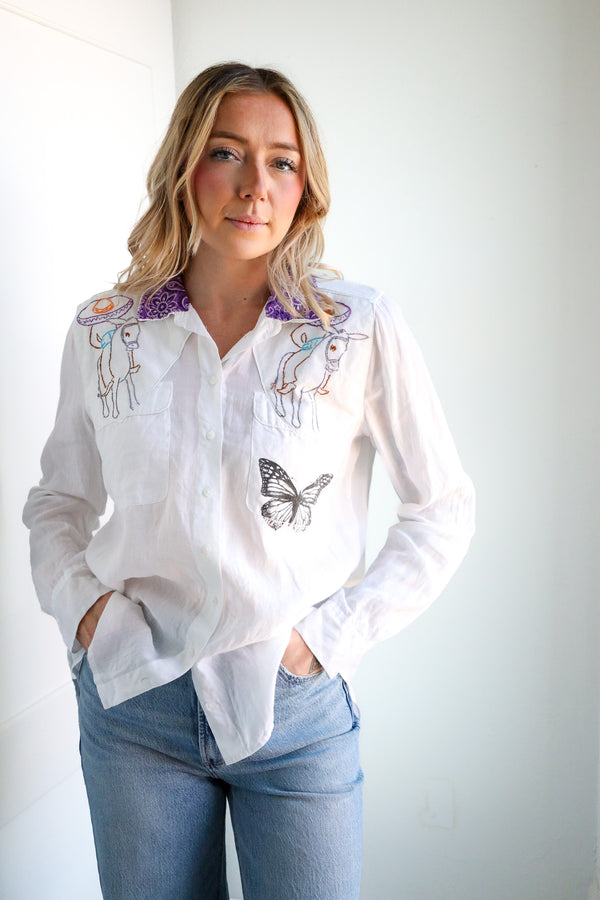 Totem Bucking Bronc and Butterfly Donkey Blouse