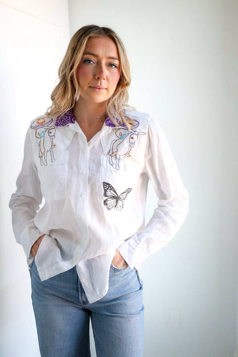 Totem Bucking Bronc and Butterfly Donkey Blouse